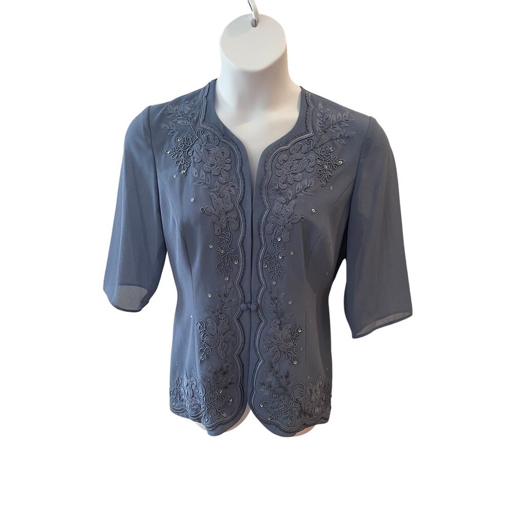 R&M RICHARDS, SIZE 10, BLUE FORMAL JACKET, EMBROIDERED